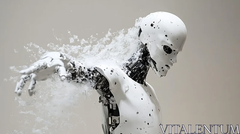 Robot Disintegrating AI Image