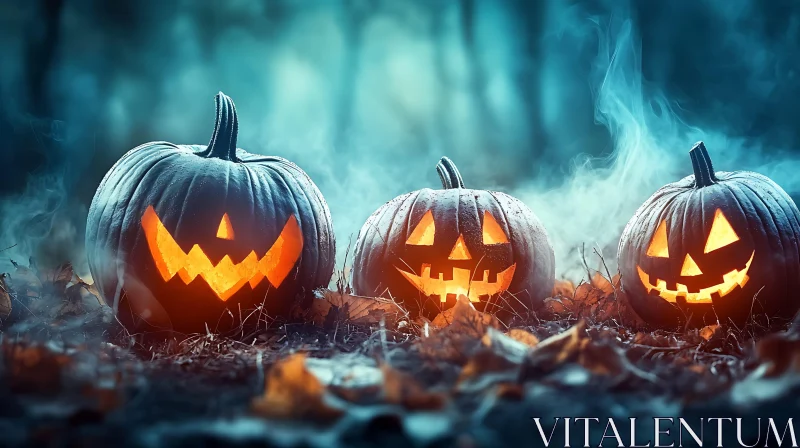 AI ART Spooky Jack-o'-Lanterns Halloween Night