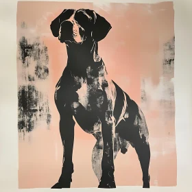 Monochrome Dog on Pink Canvas