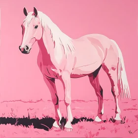 Monochromatic Pink Horse Illustration