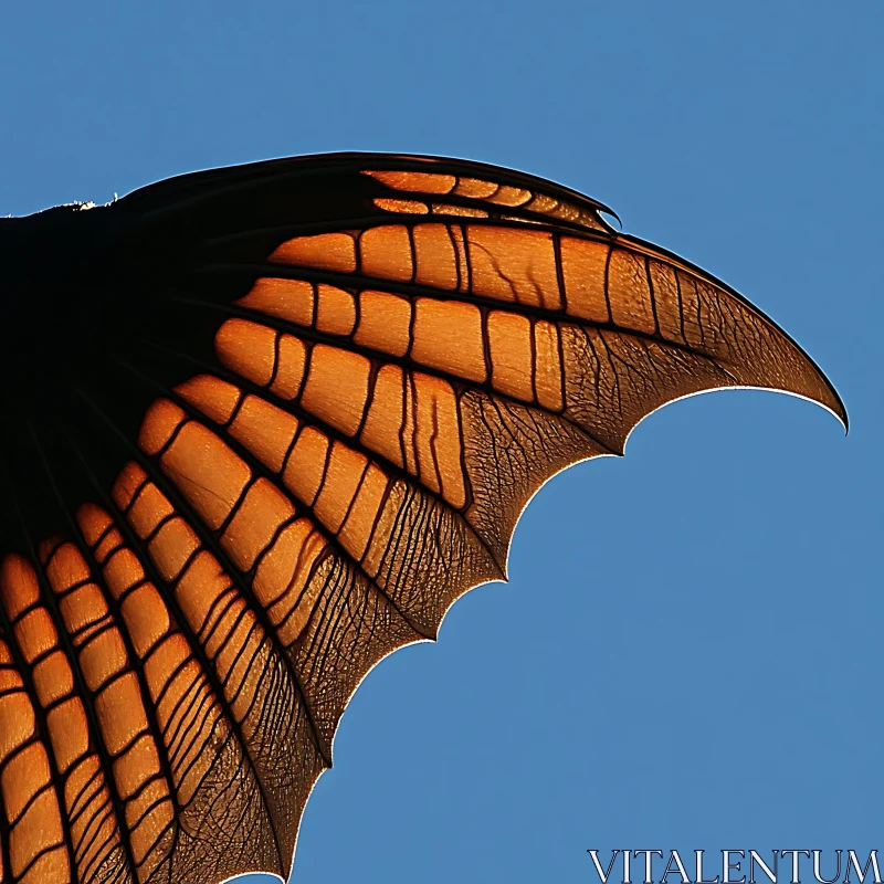 AI ART Detailed Butterfly Wing Against Blue Sky