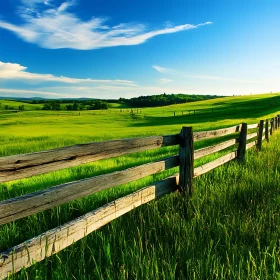 Scenic Green Field with Fence