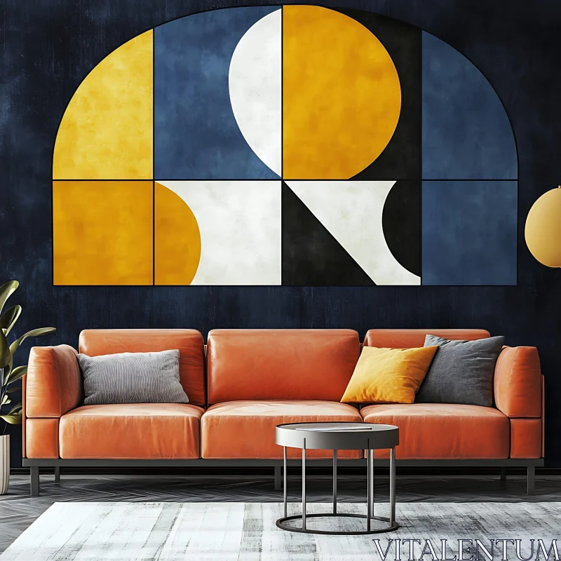 AI ART Abstract Art Above Orange Sofa