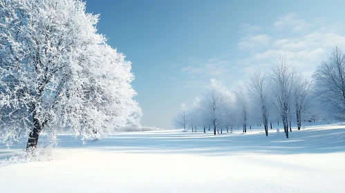 Frozen Trees in Winter Landscape