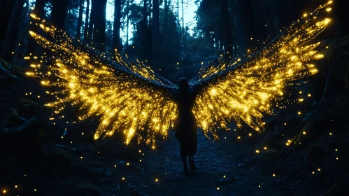 Golden Wings in the Night Forest