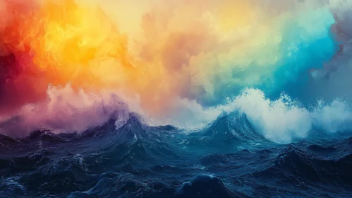 Colorful Sky and Ocean Waves