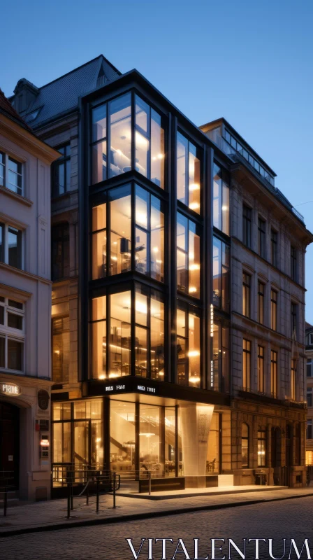 Captivating Entry Building with Glass Windows | Moody Neo-Noir Poetcore AI Image