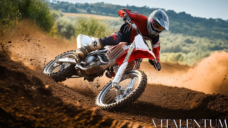 Dirt Bike Rider in Action AI Image