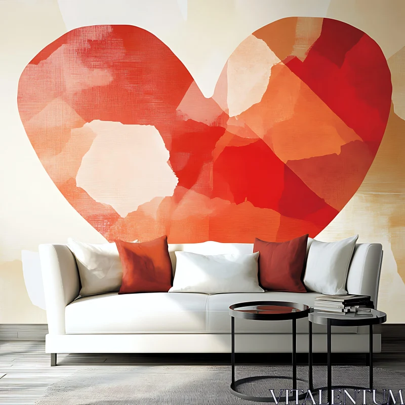 AI ART Abstract Heart in Modern Interior