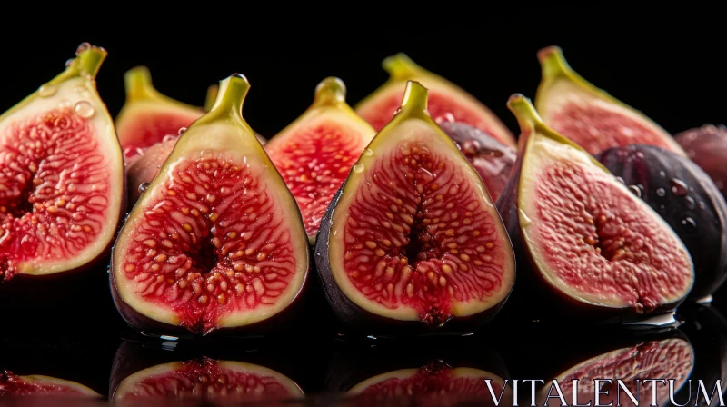 Stunning Display of Sliced Figs on Black Backdrop AI Image