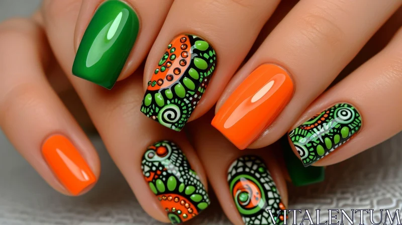 Stunning Woman's Hand with Colorful Manicure AI Image