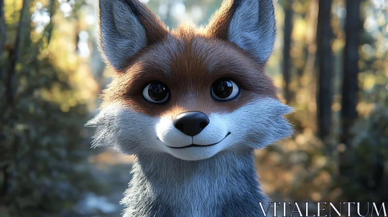 Whimsical Fox Face Close-Up AI Image