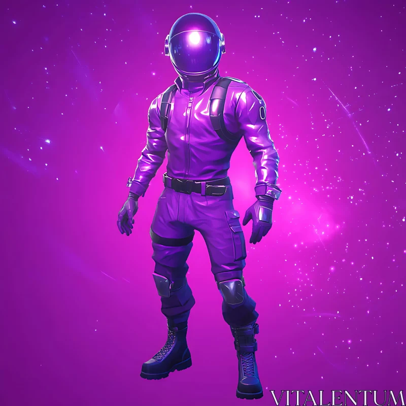 AI ART Astronaut in Purple Space Suit