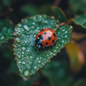 Detailed Ladybug on Leaf Image