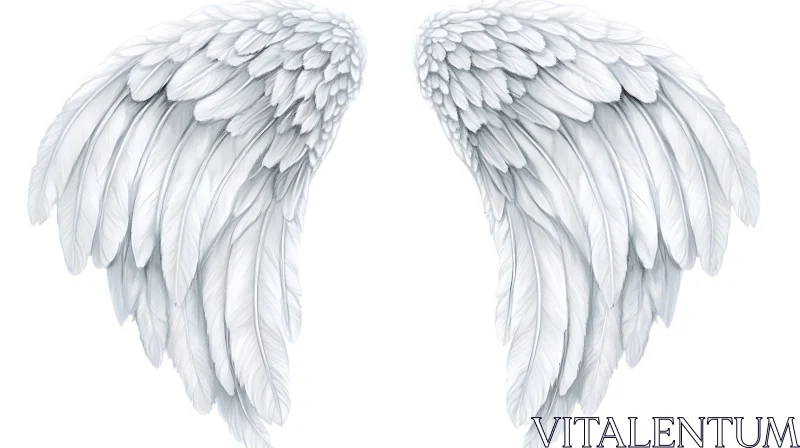 Ethereal White Feathered Angel Wings AI Image