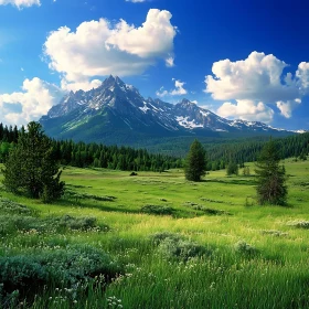 Scenic Mountain View with Meadow