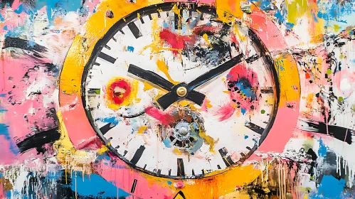 Colorful Abstract Clock Art