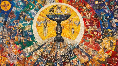 Abstract Mosaic Art with Chalice Form