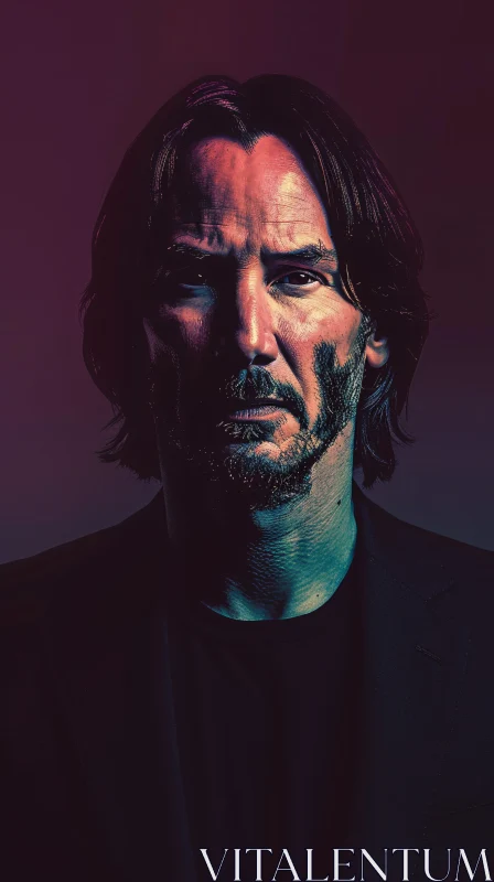 AI ART Keanu Reeves Portrait in Dramatic Light