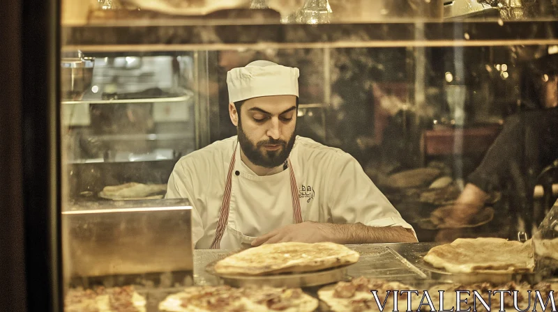 Restaurant Chef Making Pizzas AI Image