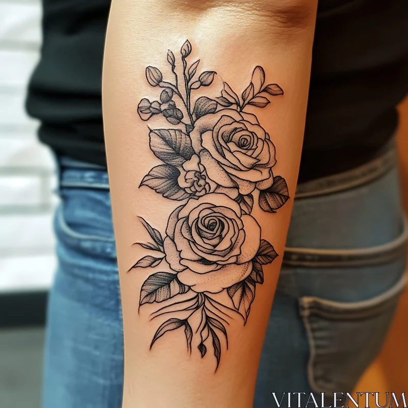 Intricate Floral Tattoo Design AI Image