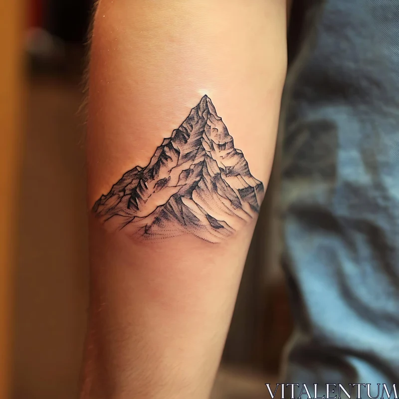 Mountain Tattoo Art on Inner Forearm AI Image