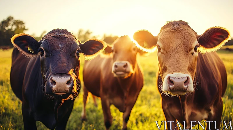 Golden Hour with Cows AI Image