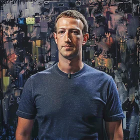 Mark Zuckerberg in an Abstract Technological Setting