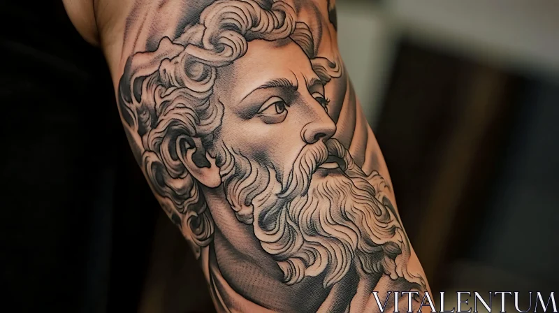 Intricate Bearded Portrait Tattoo AI Image