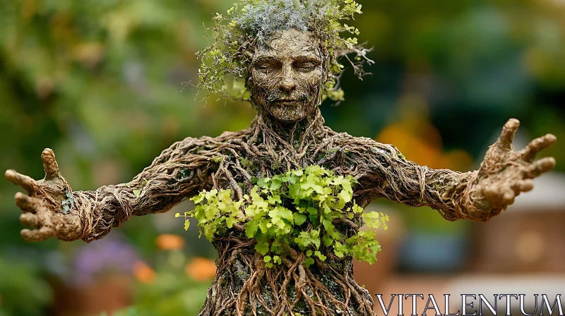 Rooted Wisdom: Sculpture of a Tree Spirit AI Image