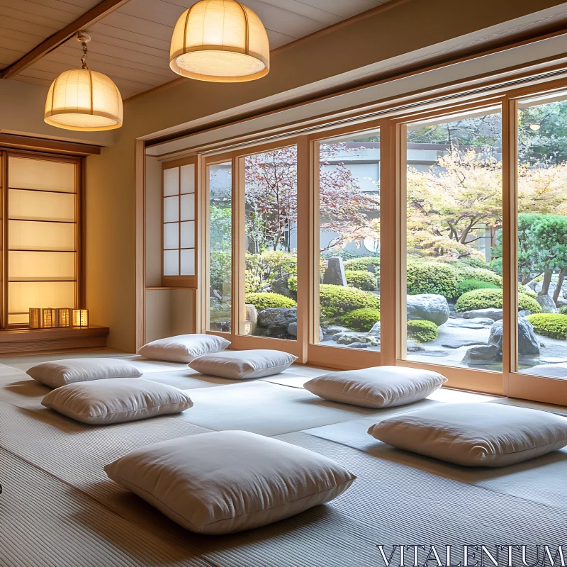 Zen Room with Garden View AI Image