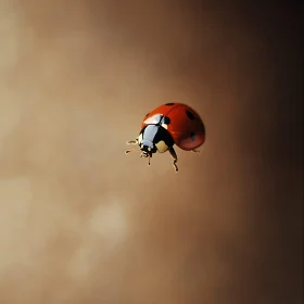 Detailed Mid-Flight Ladybug Image