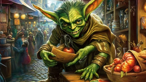 Medieval Goblin Merchant Scene