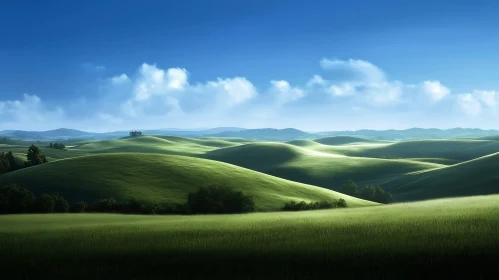 Rolling Hills Under Blue Sky Artwork