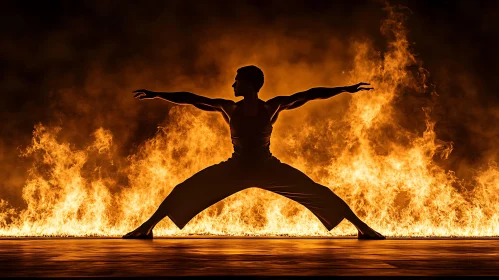 Silhouette Yoga in Fire