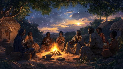 African Night Campfire Storytelling