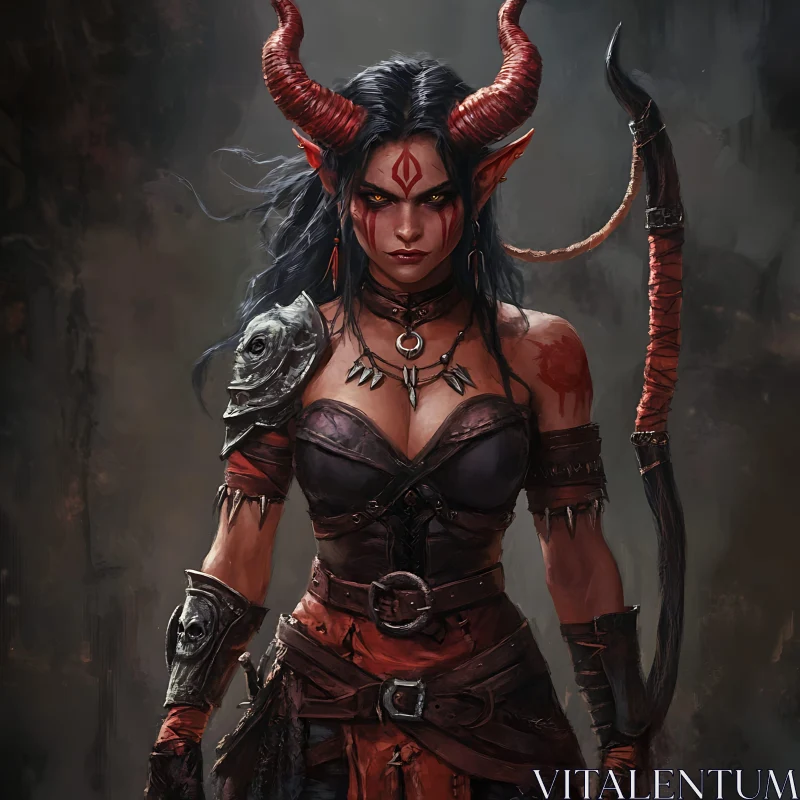 AI ART Fantasy Demon Warrior Woman Art