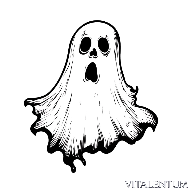 AI ART Monochrome Specter: A Haunting Halloween Icon