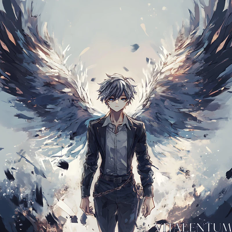 AI ART Winged Anime Character in Suit