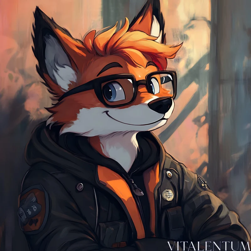 Fox Furry Portrait in Jacket AI Image