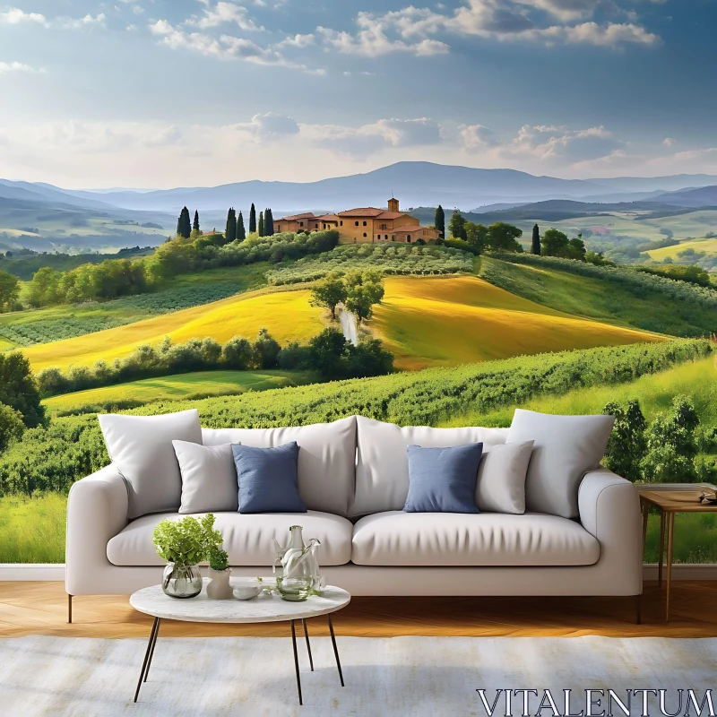 AI ART Rolling Hills and Villa in Tuscany