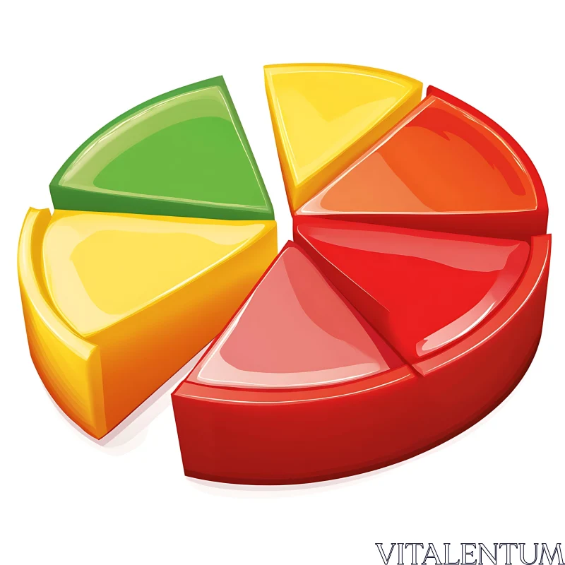 AI ART Glossy Pie Chart with Data Segments