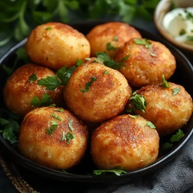 Tasty Fried Snacks with Herb Garnish