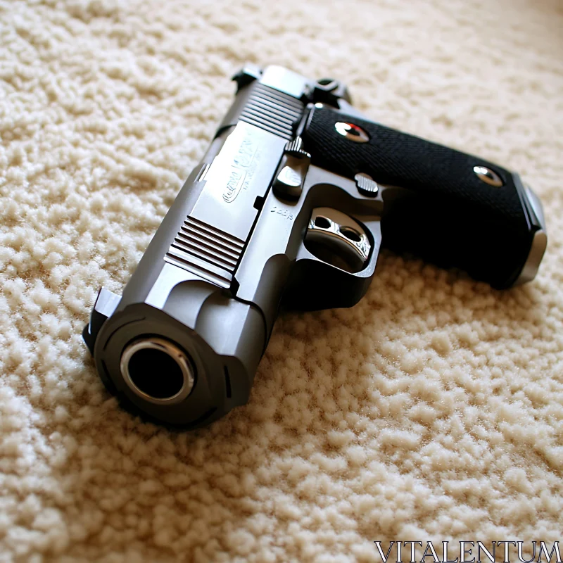 Modern Handgun on Carpet AI Image