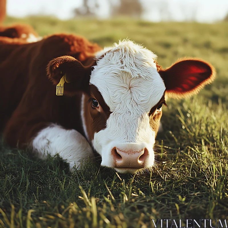 Cow in Grassy Field AI Image