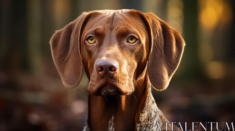 Captivating German Shorthaired Pointer Portrait in Forest Setting AI Image