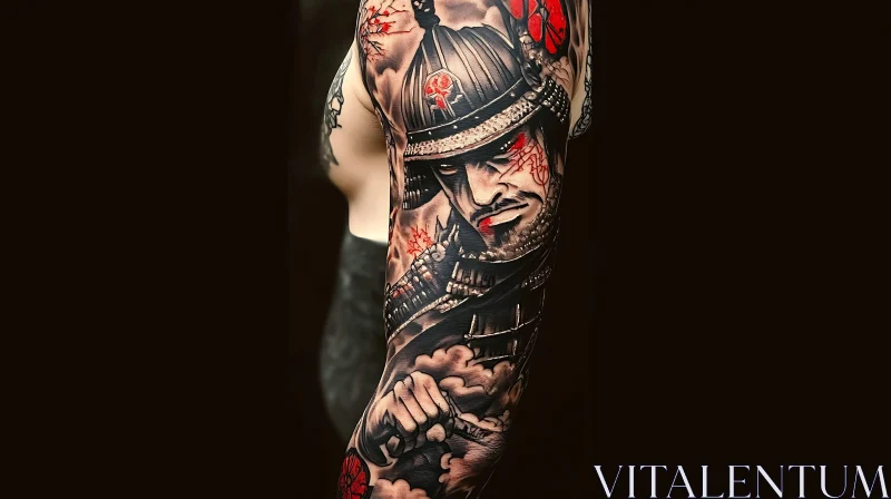 Detailed Samurai Tattoo on Arm AI Image