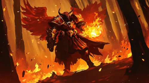 Fiery Demon Warrior Illustration