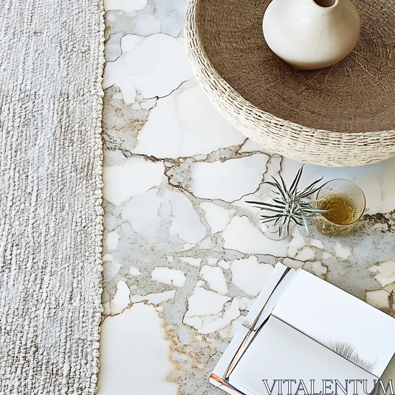 AI ART Minimalist Decor on Marble Tabletop