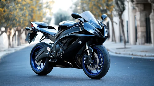 Sportbike on Asphalt Road